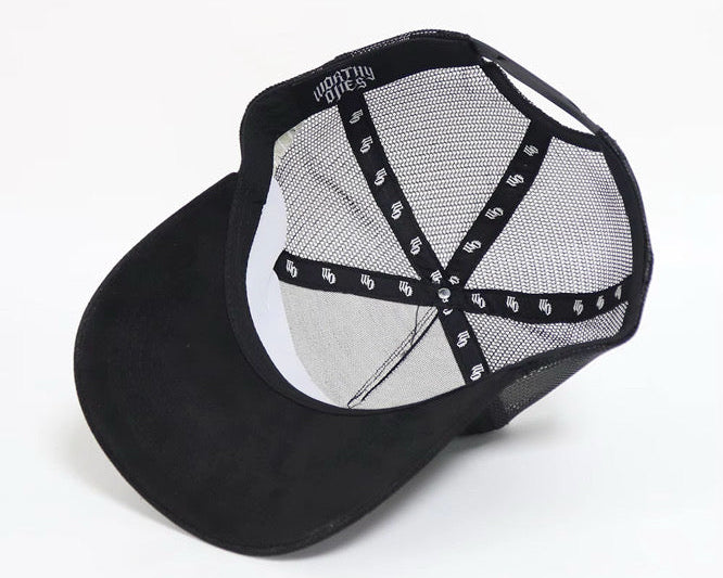 Worthy Ones Black Suede Trucker Hat